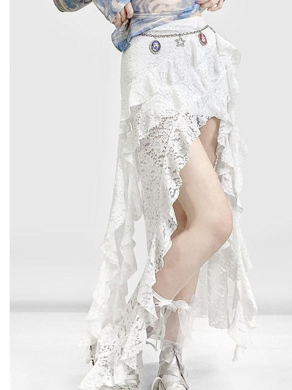 ReddaChic Flattering High Waist Slim Asymmetrical Creative Midi White Casual Maxi Dresses