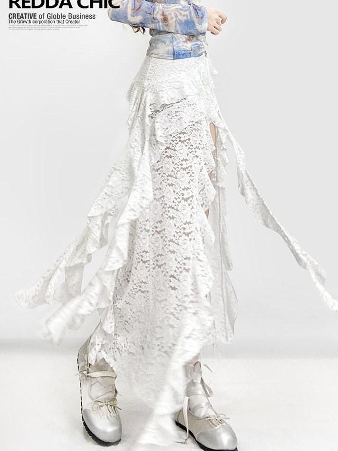 ReddaChic Flattering High Waist Slim Asymmetrical Creative Midi White Casual Maxi Dresses