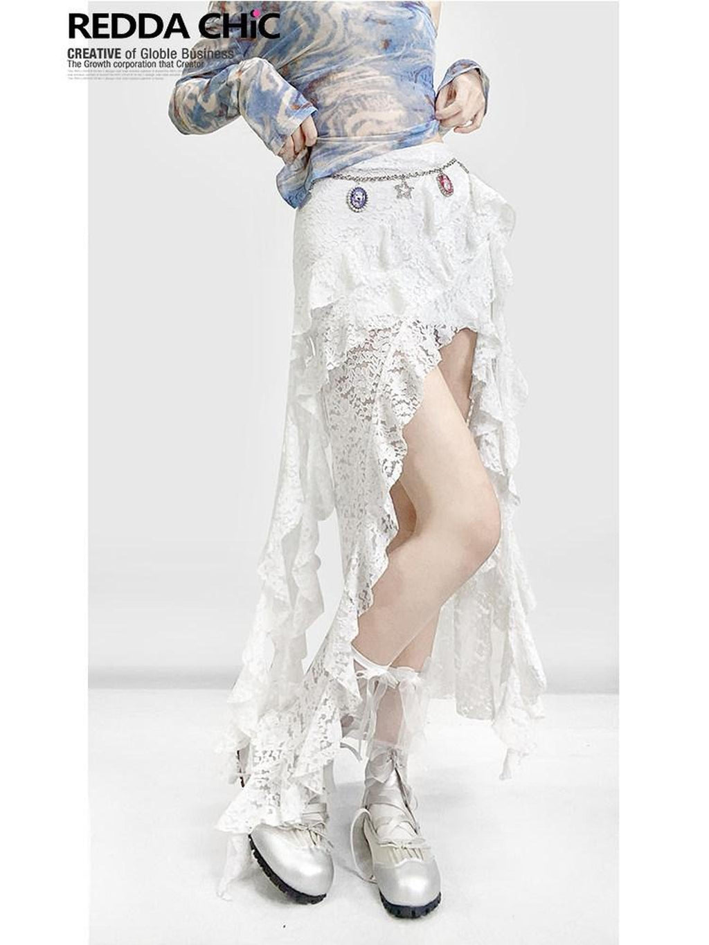 ReddaChic Flattering High Waist Slim Asymmetrical Creative Midi White Casual Maxi Dresses