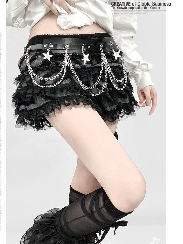 ReddaChic Flattering High Waist Tiered Ruffle Workwear Short Solid Black Mini Skirts