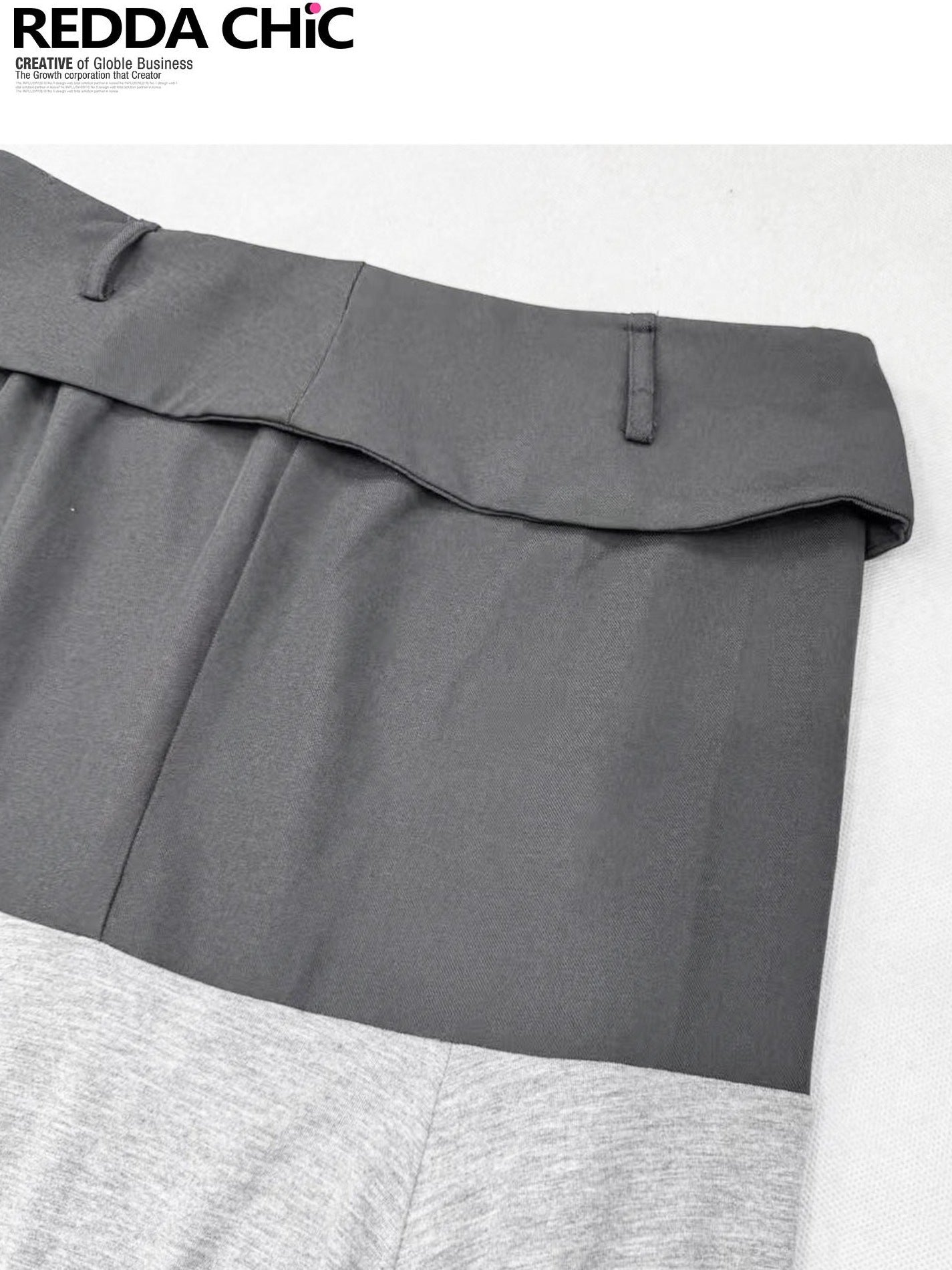 ReddaChic Flattering Low Waist A Line Patchwork Loose Fit Women Gray S M L Mini Skirts