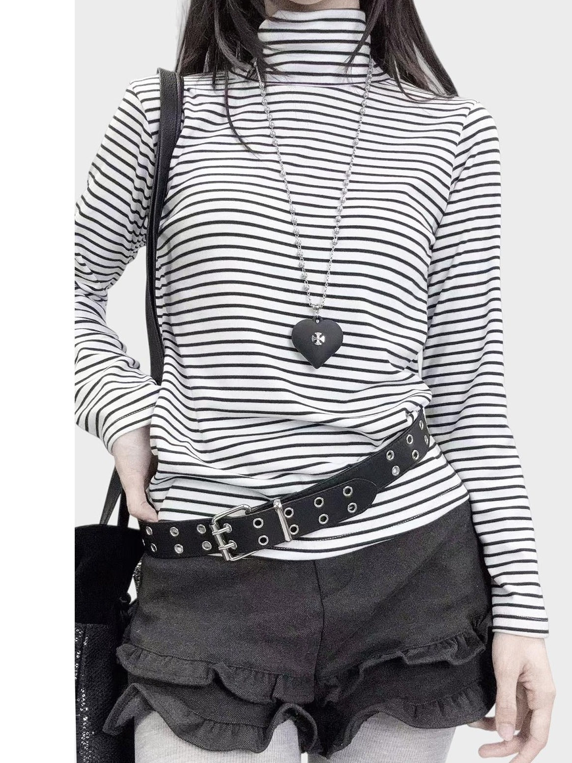 ReddaChic Gothic Chic Slim Fit White Striped Dress For Women Strapless Mini Dresses