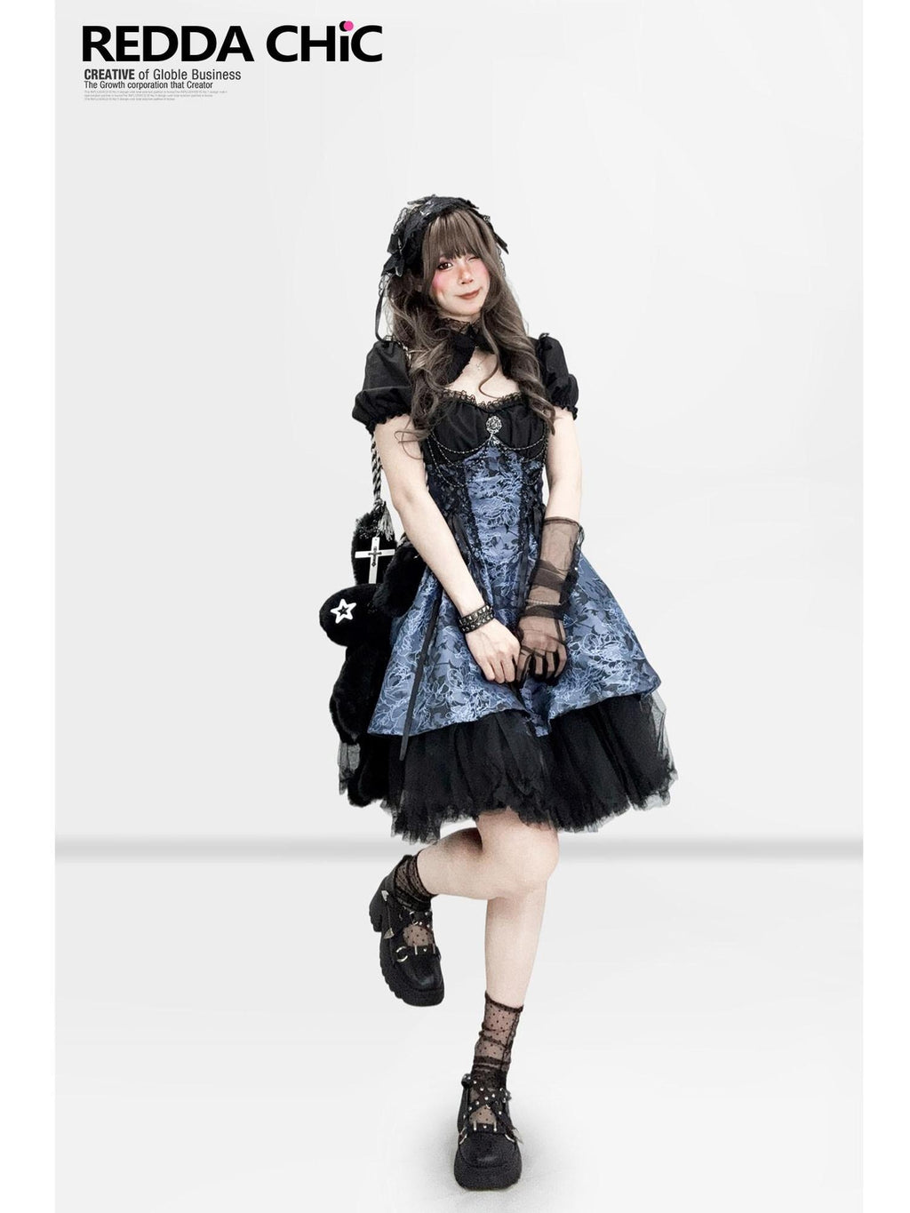 ReddaChic Gothic Cinched Puff Skirt Camisole Women Citywalk Slip Midi Dresses