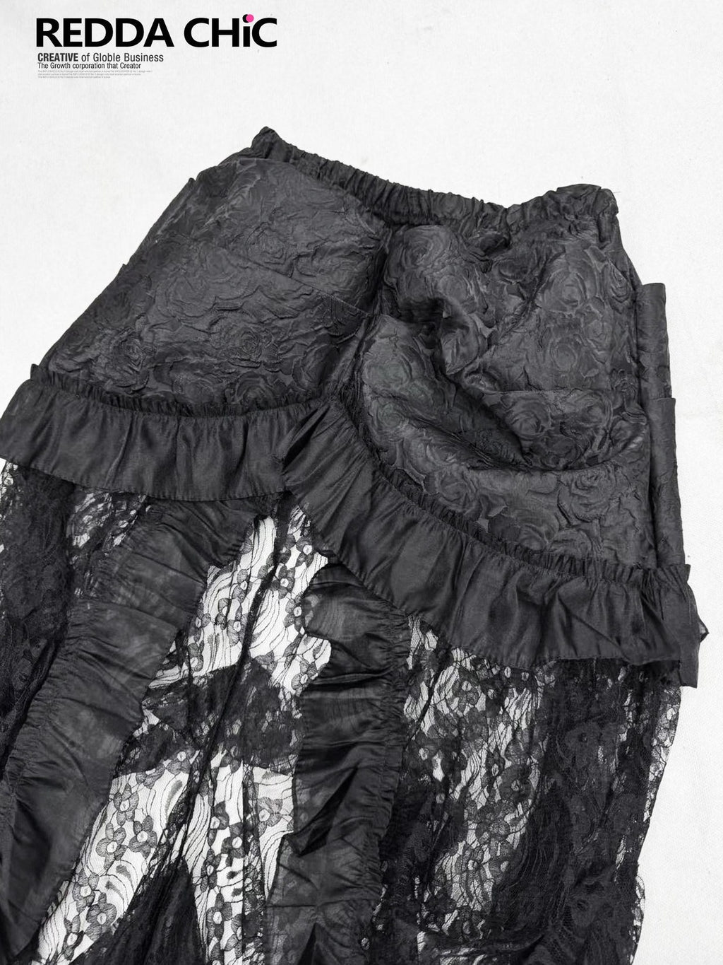 ReddaChic Gothic Lace Strapless Slim Two Piece Set Outdoor Travel Skirt Camisoles