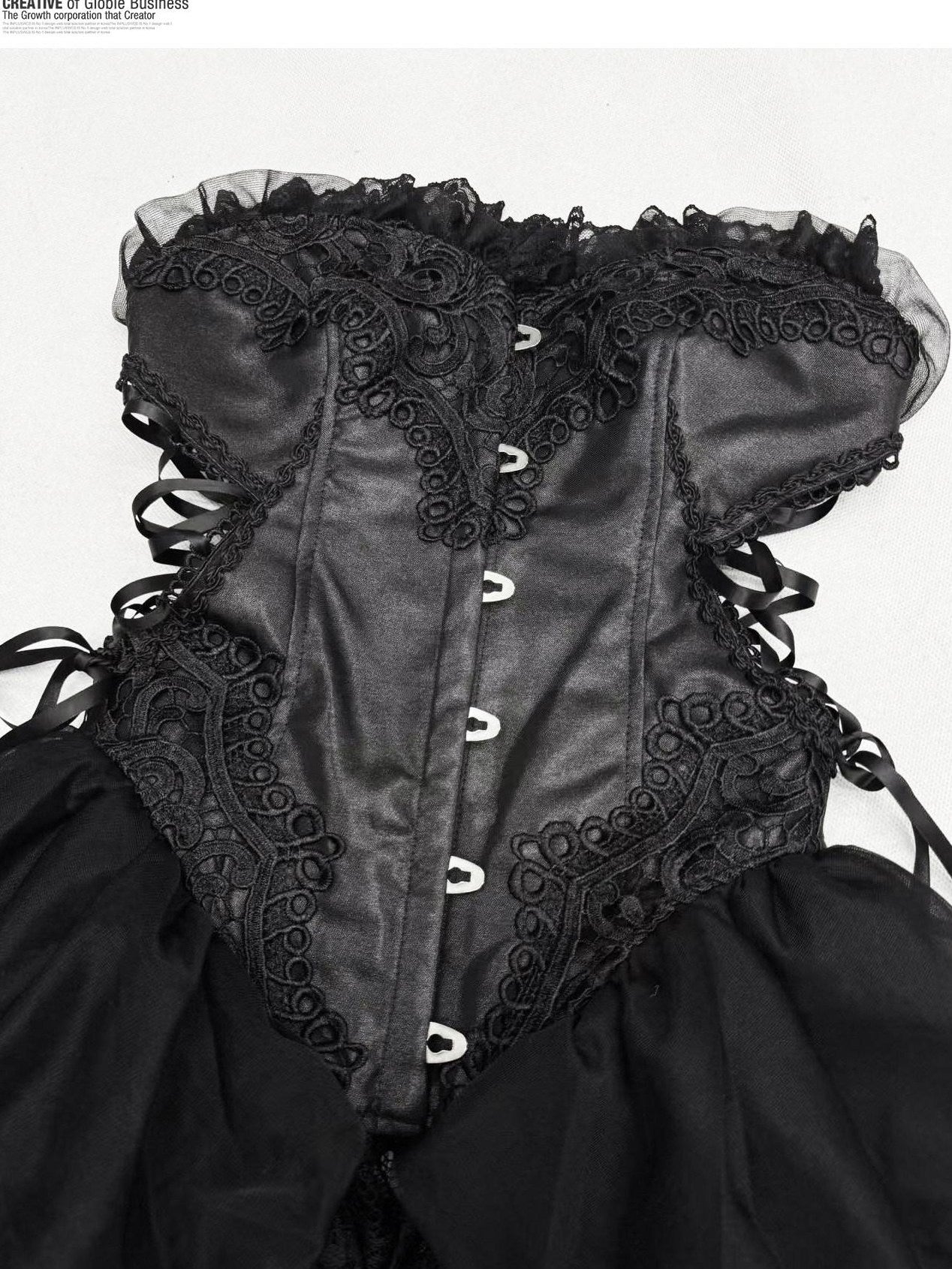 ReddaChic Gothic Lace Strapless Slim Two Piece Set Outdoor Travel Skirt Camisoles