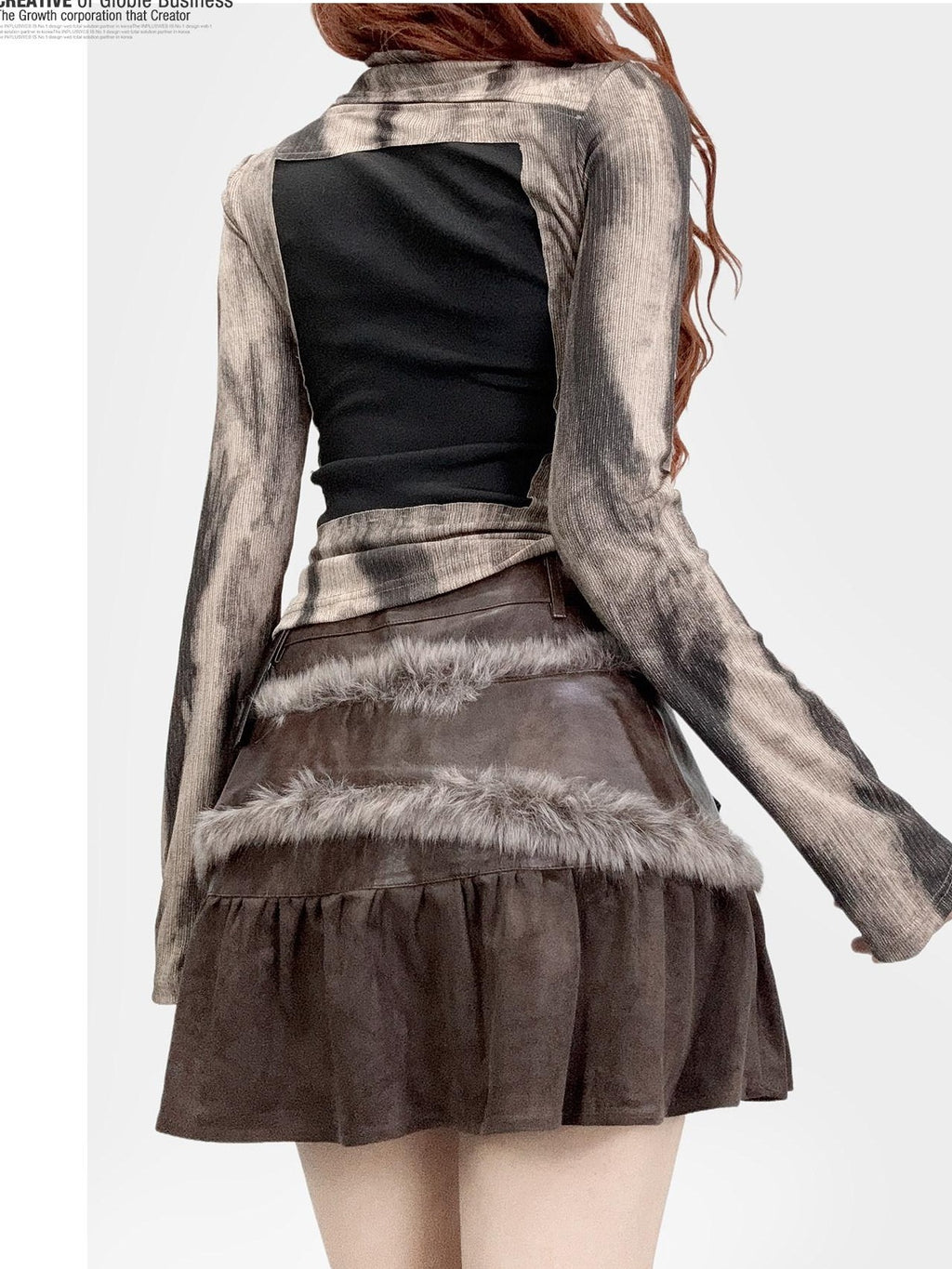 ReddaChic Gothic Tie Dye High Neck Bell Sleeves Women Long Sleeve T-Shirts