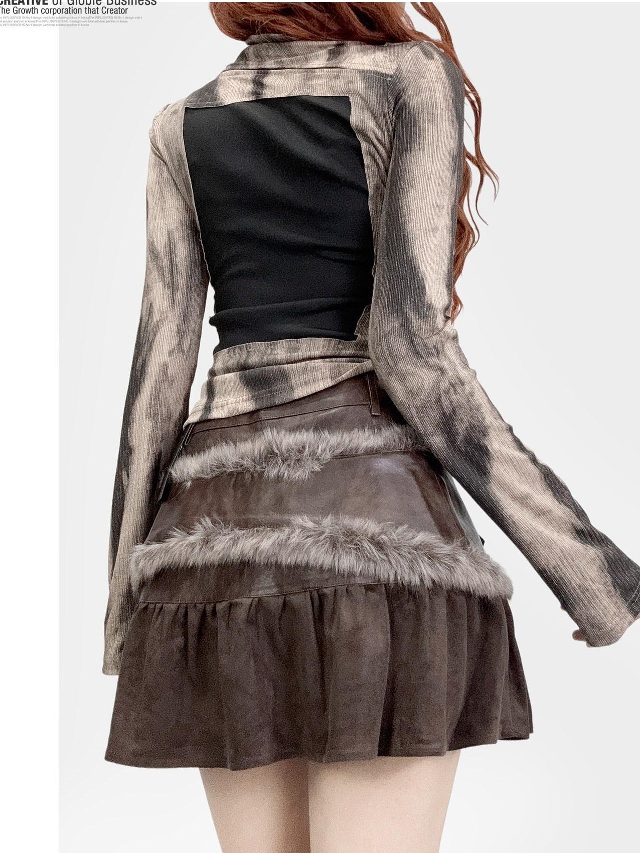 ReddaChic Gothic Tie Dye High Neck Bell Sleeves Women Long Sleeve T-Shirts