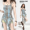 ReddaChic_Hand_Painted_Blue_Resort_Strappy_Camisole_Short_Set_Women_Flare_Jeans_MISSTT