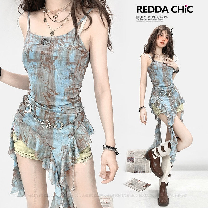 ReddaChic_Hand_Painted_Blue_Resort_Strappy_Camisole_Short_Set_Women_Flare_Jeans_MISSTT
