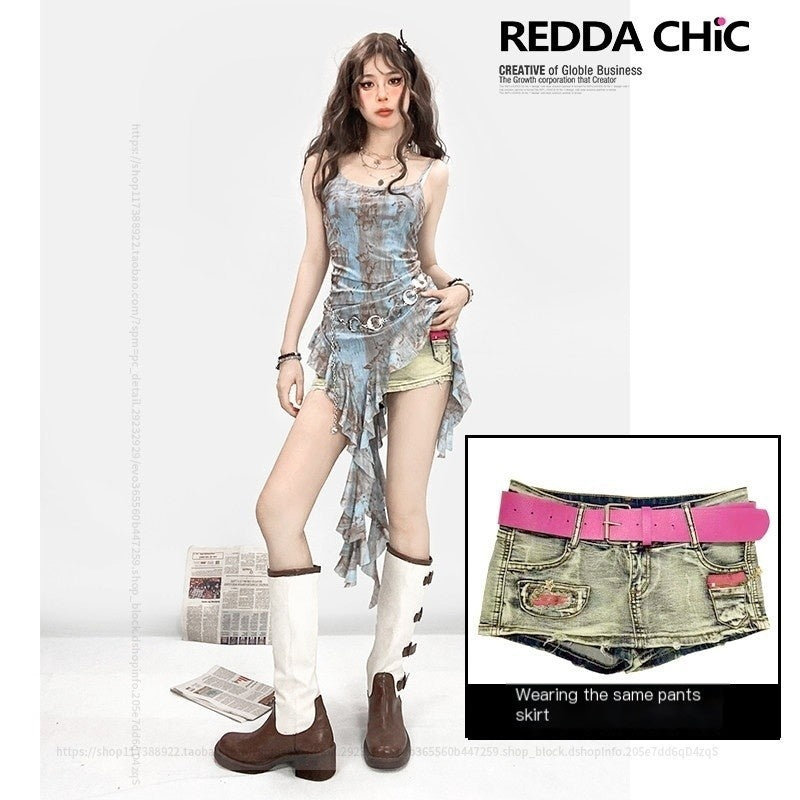 ReddaChic_Hand_Painted_Blue_Resort_Strappy_Camisole_Short_Set_Women_Flare_Jeans_MISSTT