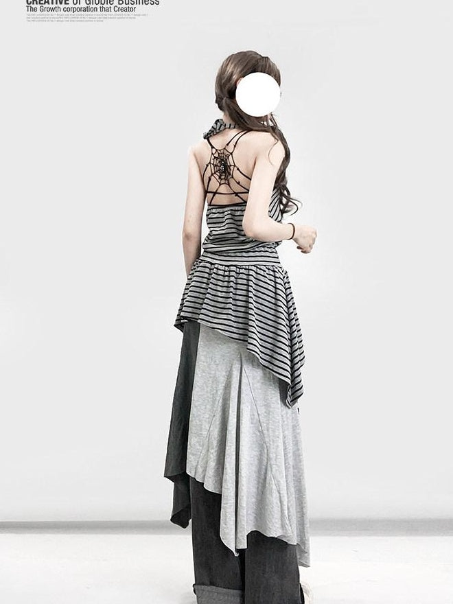 ReddaChic High Waist Asymmetric A Line Slim Printed Versatile Women Citywalk Mini Skirts