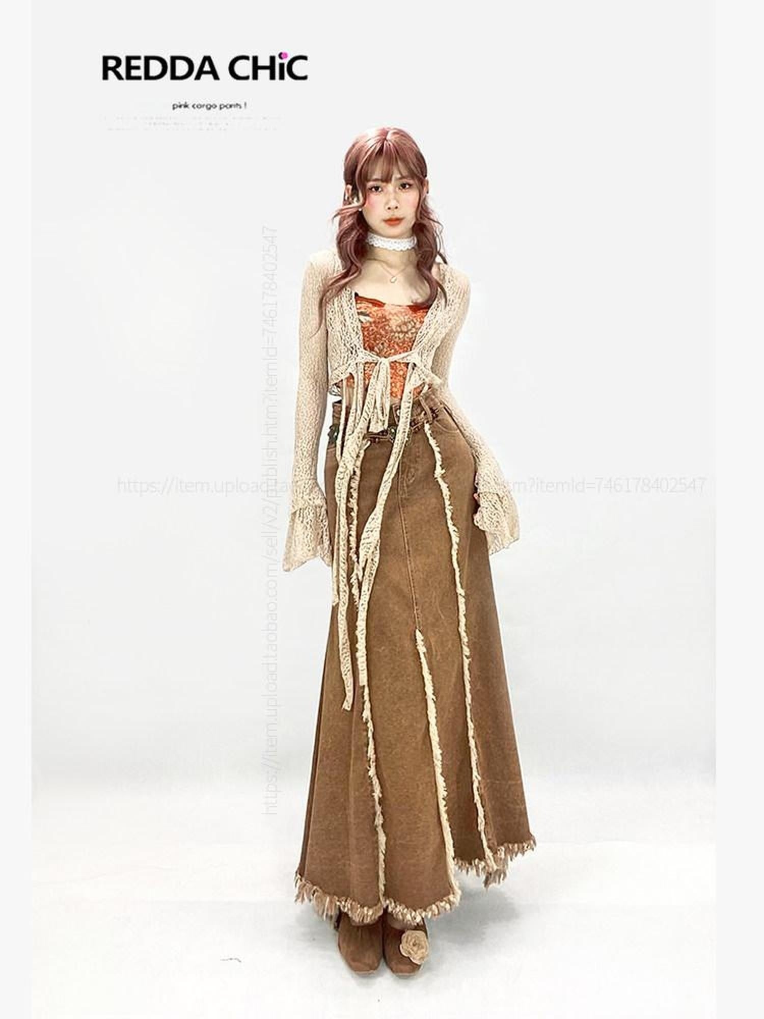 ReddaChic High Waist Asymmetric Tassel Crochet Slim Fit Office Solid Polyester Mini Skirts