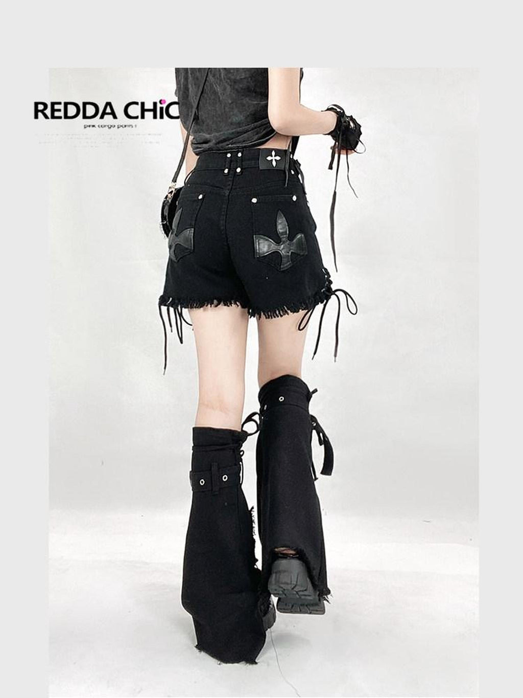 ReddaChic High Waist Black Denim Flared Mini Length Everyday Street Style Mini Skirts