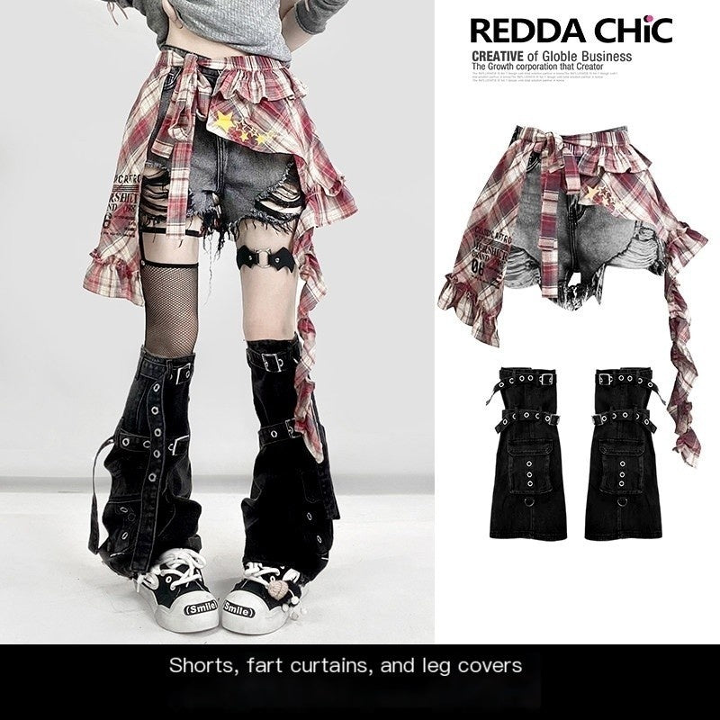 ReddaChic_High_Waist_Black_Denim_Zipper_Relaxed_Wide_Leg_Modesty_Panel_Mini_Skirts_MISSTT