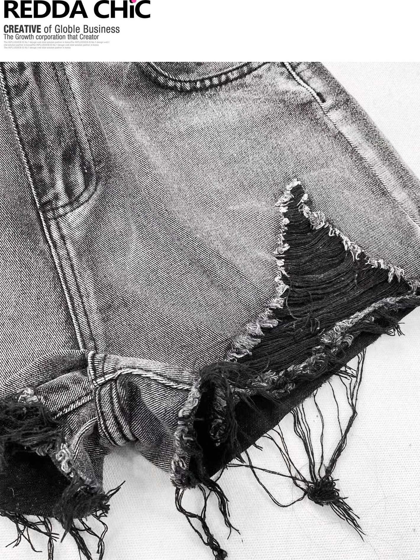 ReddaChic High Waist Black Denim Zipper Relaxed Wide Leg Modesty Panel Mini Skirts