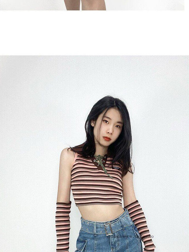 ReddaChic High Waist Blue Denim Tie Patchwork Korean Office A Line Mini Skirts