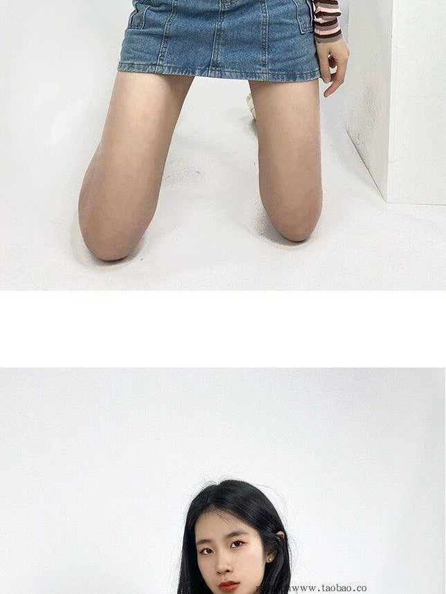 ReddaChic High Waist Blue Denim Tie Patchwork Korean Office A Line Mini Skirts