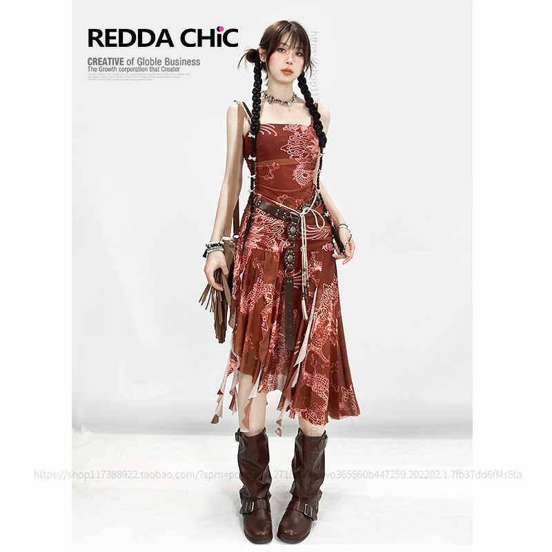 ReddaChic_High_Waist_Burgundy_Floral_Aline_Ruffle_New_Chinese_Style_Denim_Shorts_MISSTT