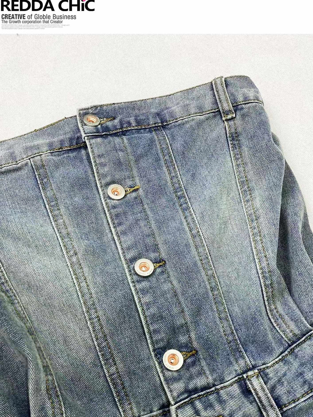 ReddaChic High Waist Button Fly Casual Slim Fit Suspenders Denim Straight Jeans