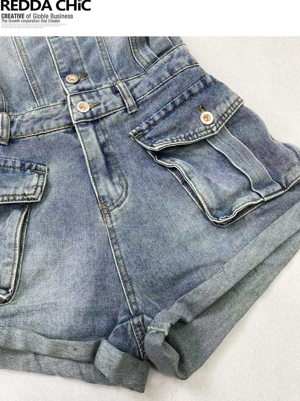 ReddaChic High Waist Button Fly Casual Slim Fit Suspenders Denim Straight Jeans