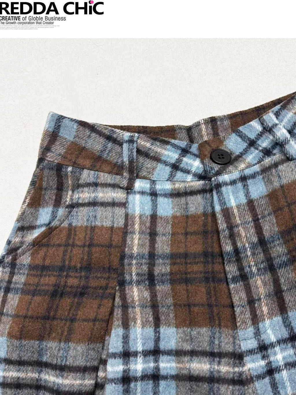 ReddaChic High Waist Colorblock British A Line Women Citywalk Coffee Mini Skirts