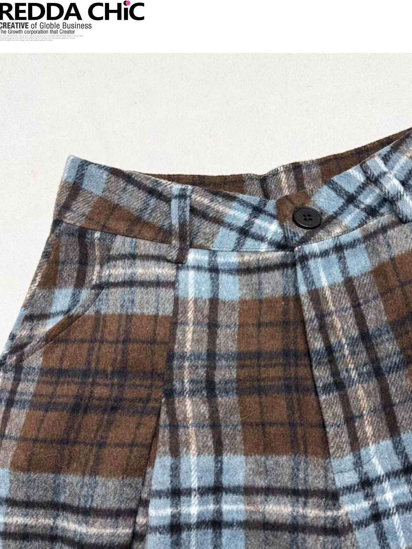 ReddaChic High Waist Colorblock British A Line Women Citywalk Coffee Mini Skirts