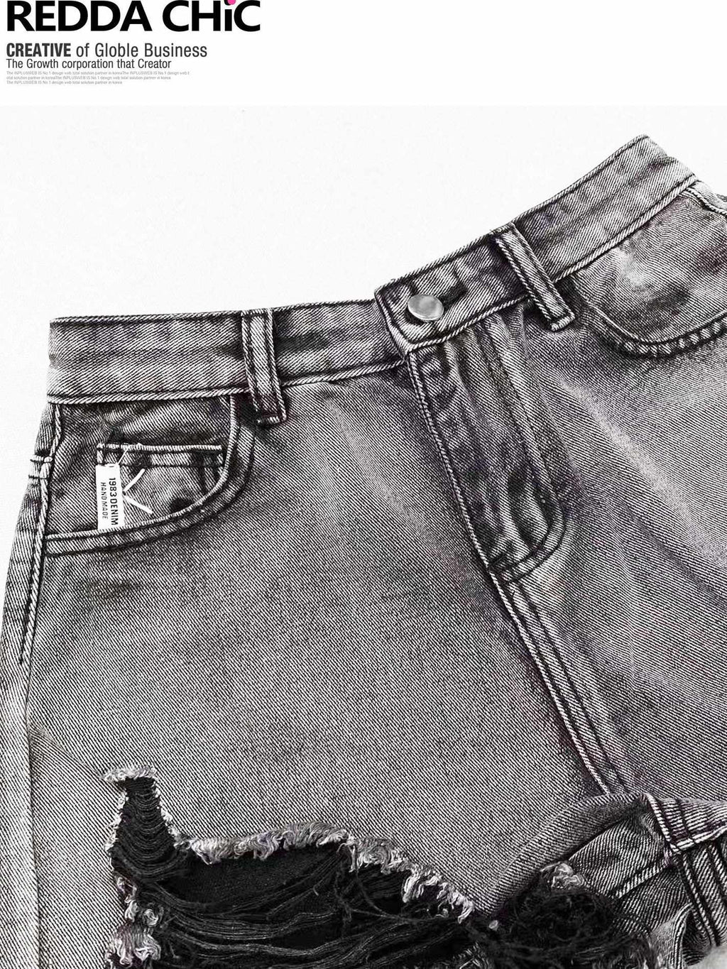 ReddaChic High Waist Comfortable Denim Short Length Black Grey Casual Women Wide-Leg Pants