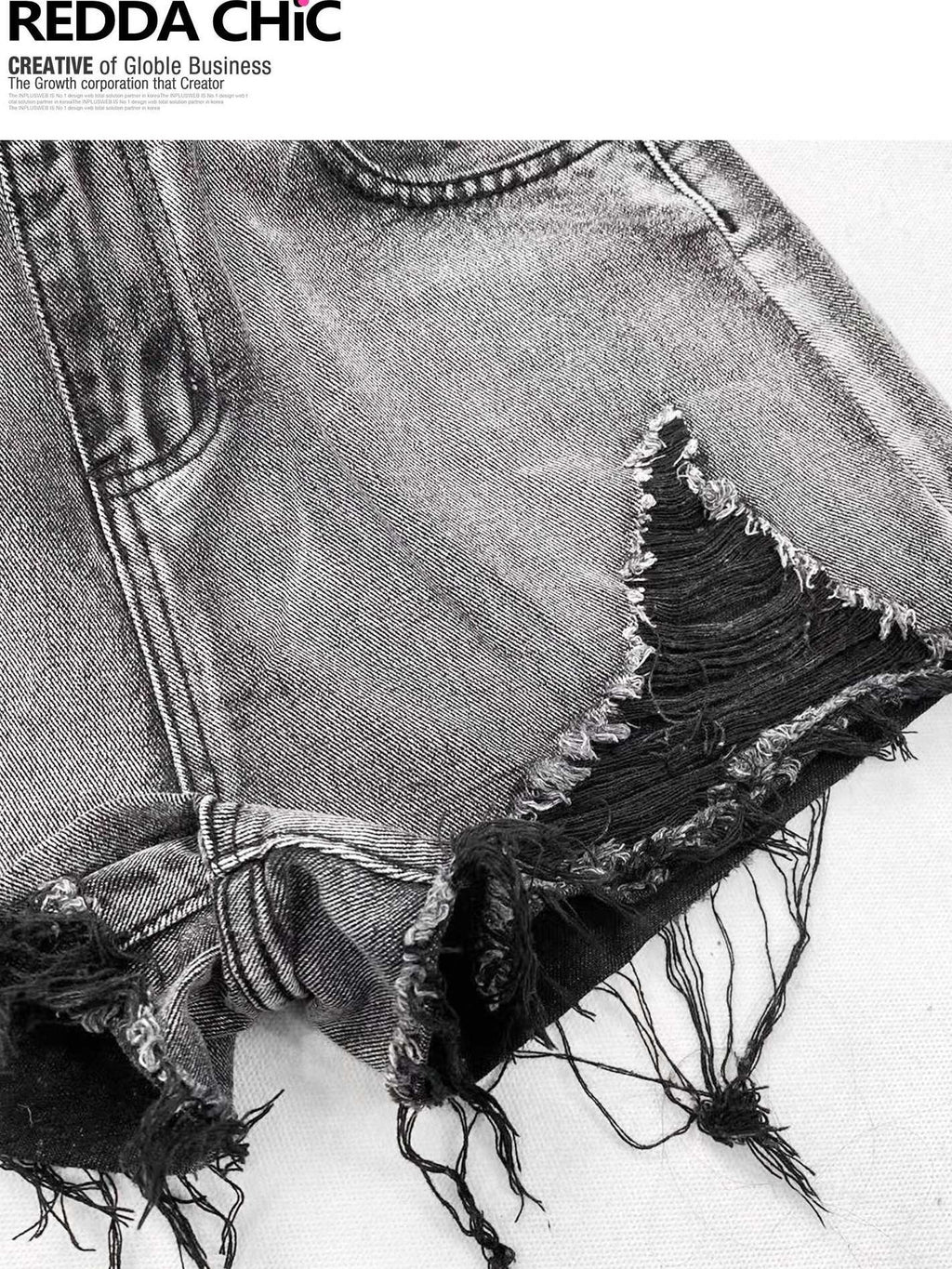 ReddaChic High Waist Comfortable Denim Short Length Black Grey Casual Women Wide-Leg Pants