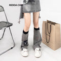 ReddaChic_High_Waist_Denim_Ruffle_Pocket_Street_Style_Gray_A_Line_Skirt_Leg_Warmers_MISSTT