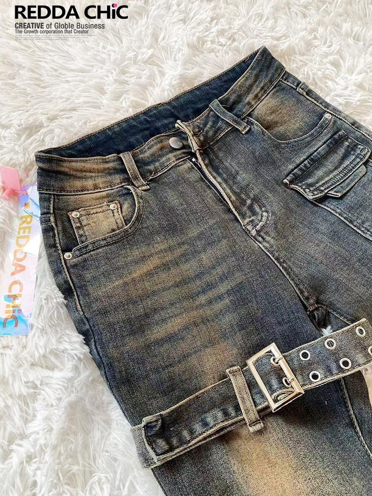 ReddaChic High Waist Distressed Casual Slim Denim Stretch Cotton Mini Skirts