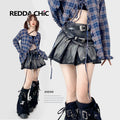 ReddaChic_High_Waist_Floral_Pleated_Street_Style_Women_Black_Mini_Casual_Denim_Shorts_MISSTT