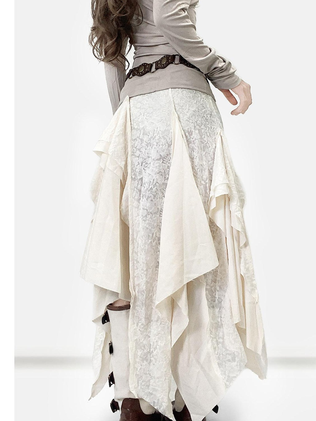 ReddaChic High Waist Lace Ruffle Slim Fit White Cake Skirt Patchwork Girls Mini Skirts