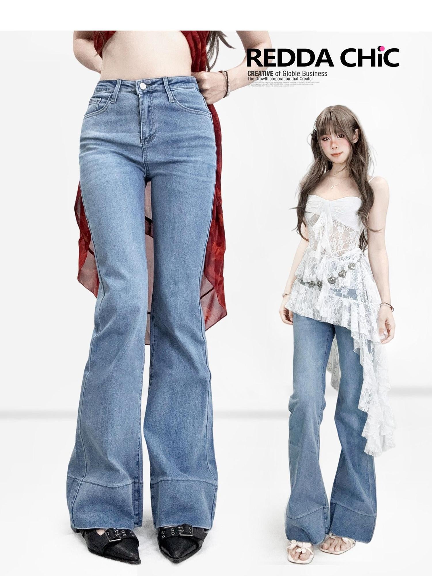 ReddaChic High Waist Slim Fit Blue Cotton Stretch Denim Button Fly Women Mini Skirts