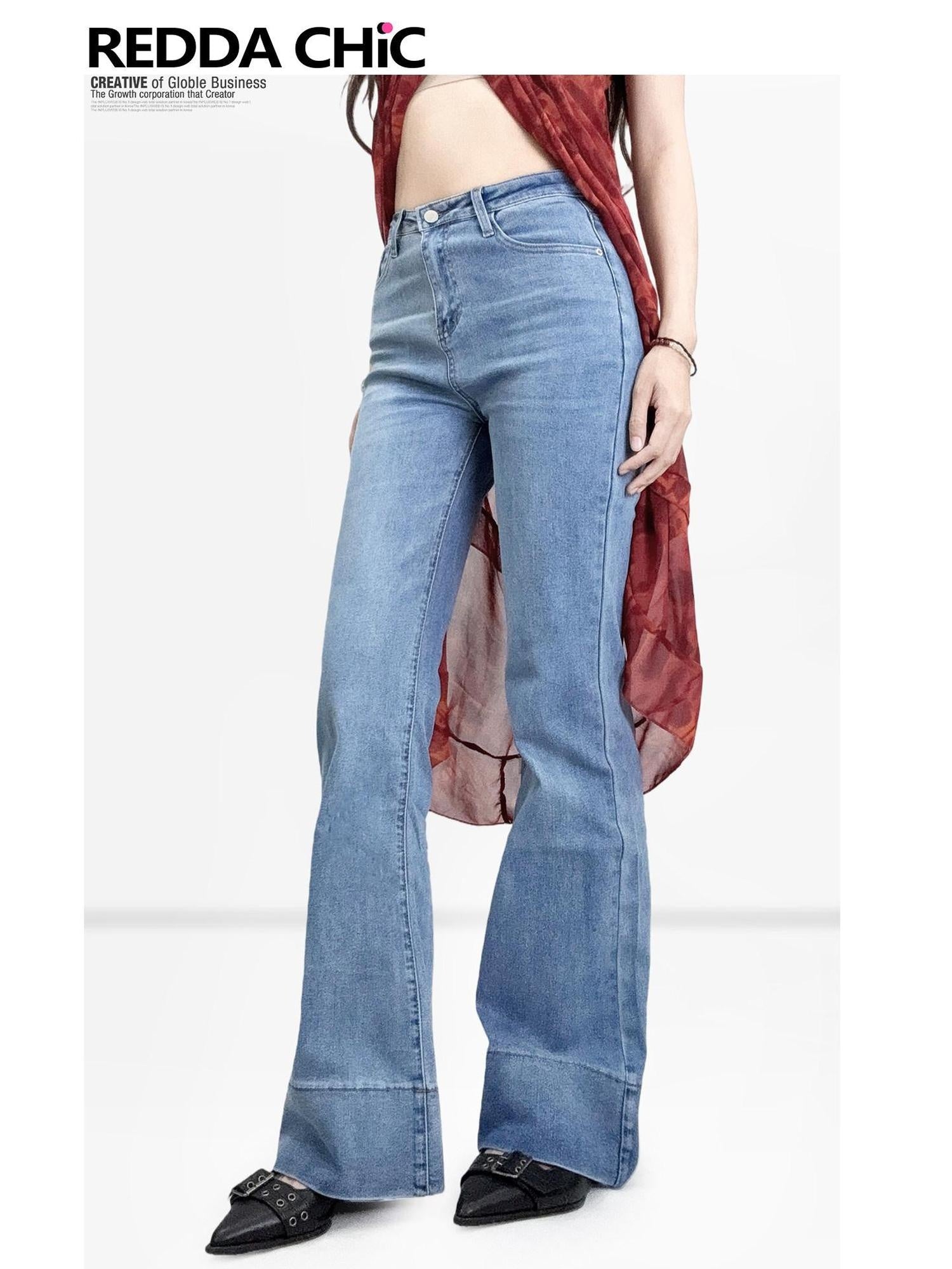 ReddaChic High Waist Slim Fit Blue Cotton Stretch Denim Button Fly Women Mini Skirts