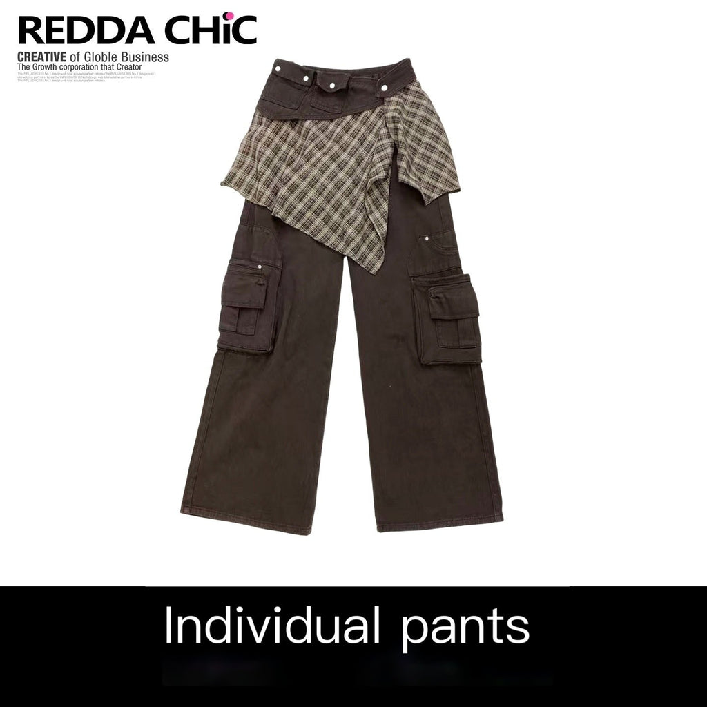 ReddaChic_High_Waist_Thick_Denim_Patchwork_Plaid_Retro_Wide_Leg_Women_Coffee_Flare_Jeans_MISSTT