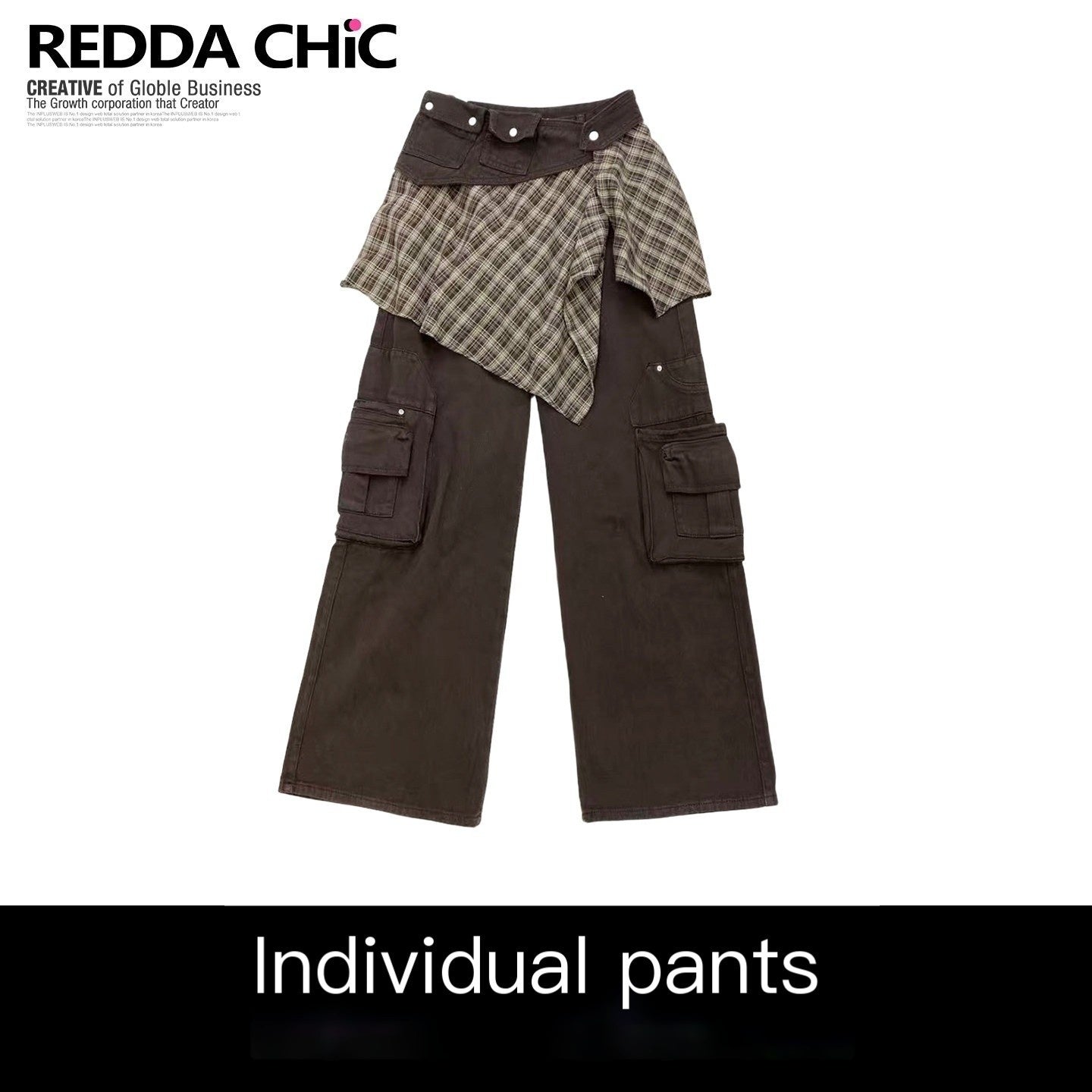 ReddaChic_High_Waist_Thick_Denim_Patchwork_Plaid_Retro_Wide_Leg_Women_Coffee_Flare_Jeans_MISSTT