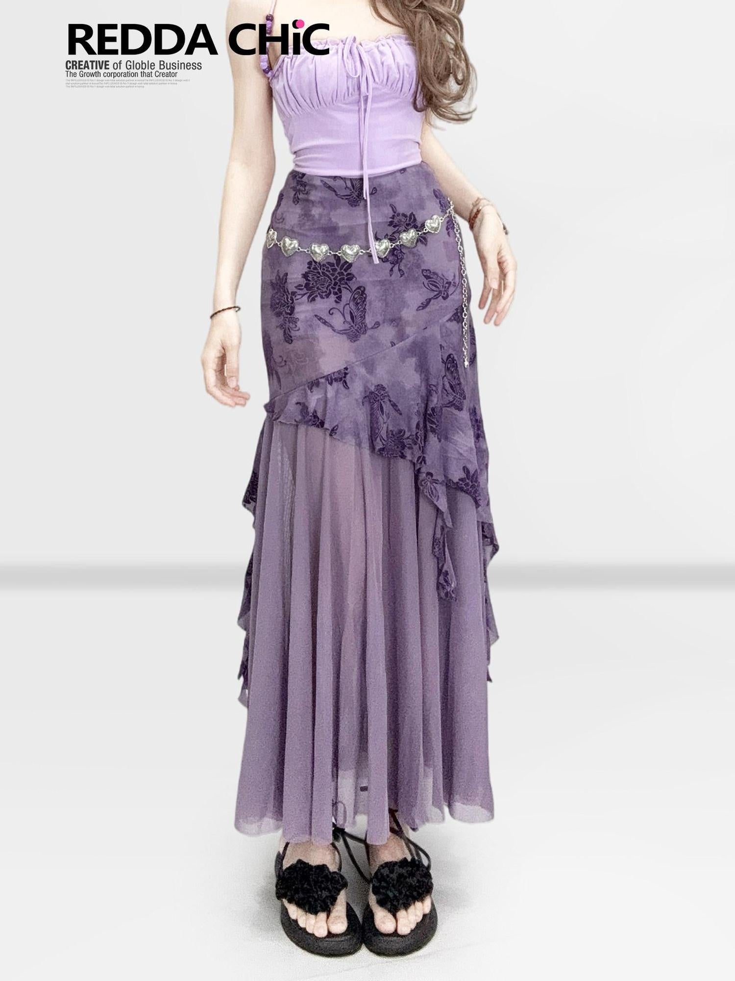 ReddaChic High Waist Vintage Asymmetrical Ruffle Fitted Beach Patchwork Short Trousers