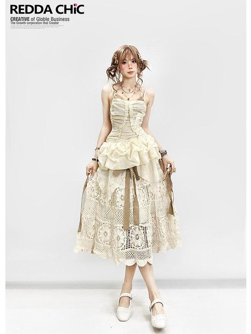 ReddaChic High Waist Vintage Country Pullover Midi Women Strapless Midi Dresses
