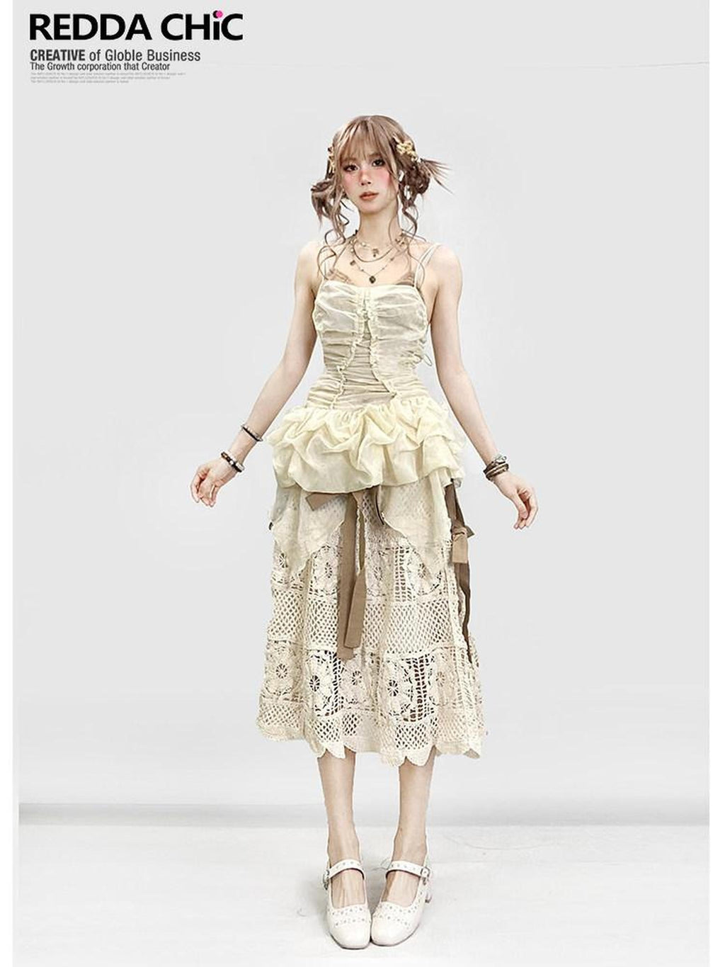 ReddaChic High Waist Vintage Country Pullover Midi Women Strapless Midi Dresses
