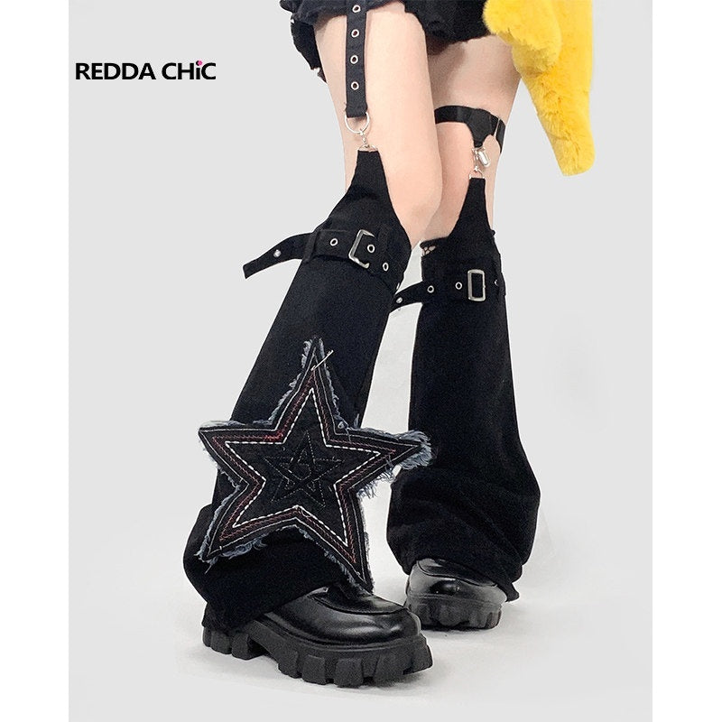 ReddaChic_High_Waist_Vintage_Ruffle_A_Line_Black_Denim_Young_Women_Short_Trousers_MISSTT
