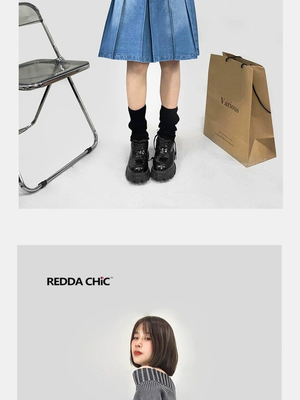 ReddaChic High Waisted Korean Denim A Line Pockets Commuter City Walk Women Mini Skirts