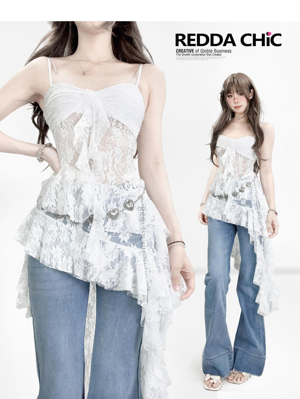 ReddaChic Insta Lace Cotton Openwork V-neck Slim Spaghetti Strap Women Slip Mini Dresses