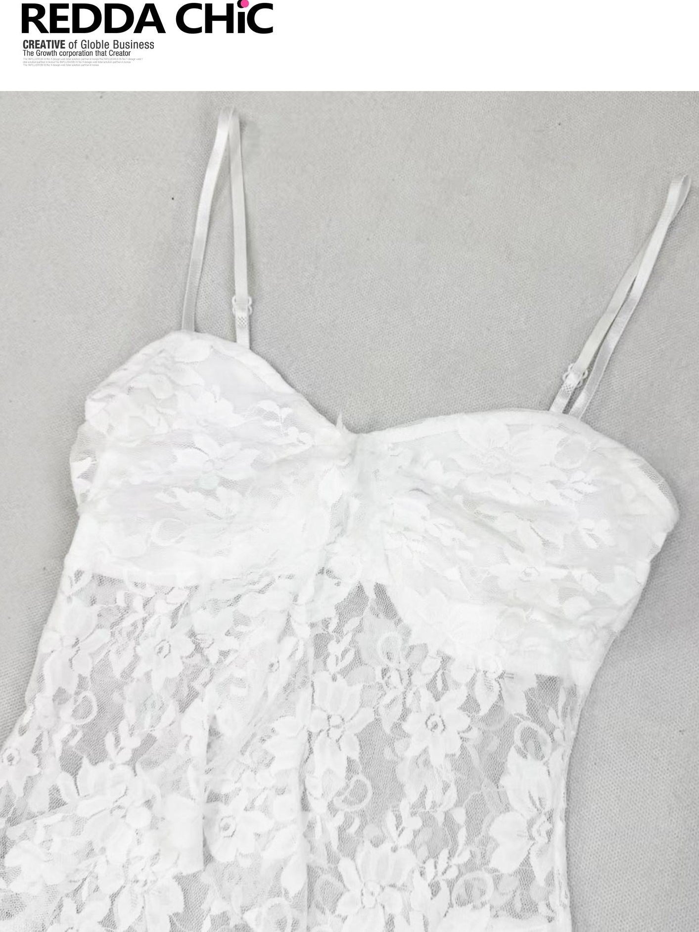 ReddaChic Insta Lace Cotton Openwork V-neck Slim Spaghetti Strap Women Slip Mini Dresses