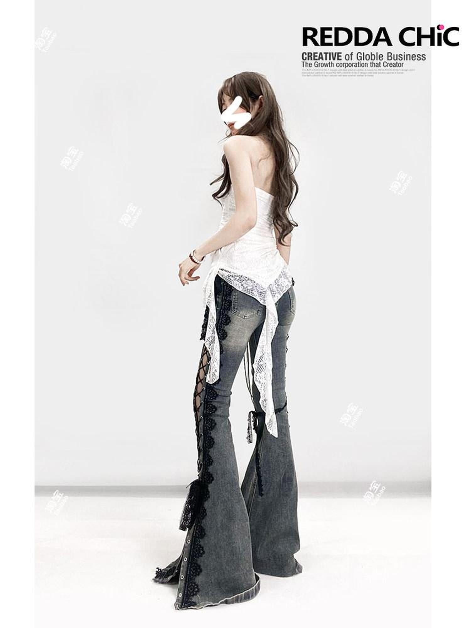 ReddaChic Lace Camisole Slim Fit Mid Length Office Women White Solid Short Sleeve T-Shirts