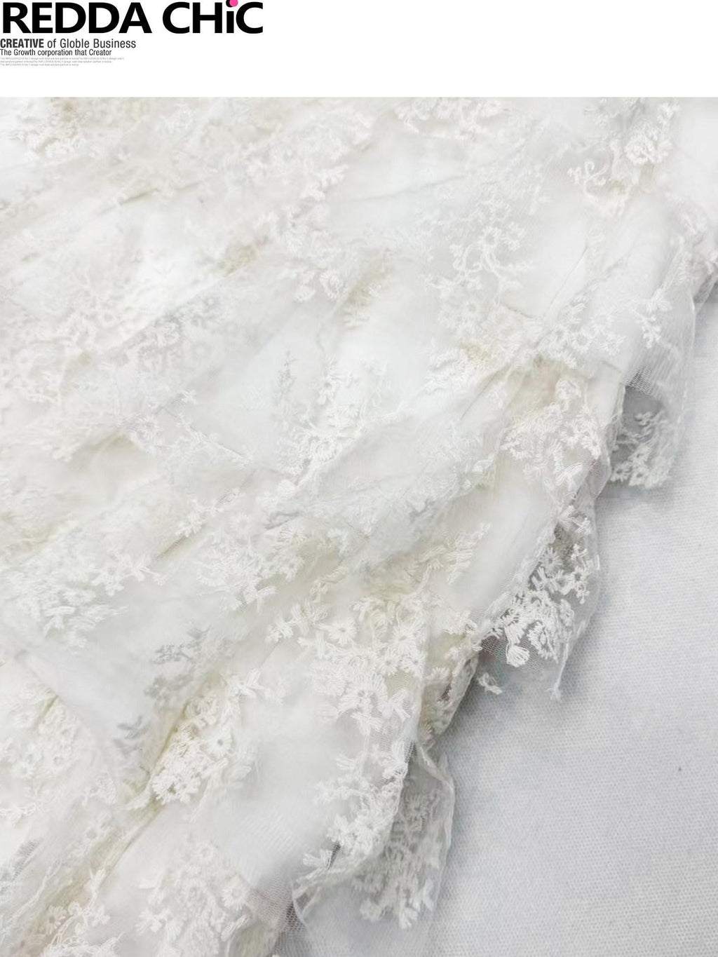ReddaChic Lace High Waist Ruffle A Line Princess Travel Off White Slip Mini Dresses