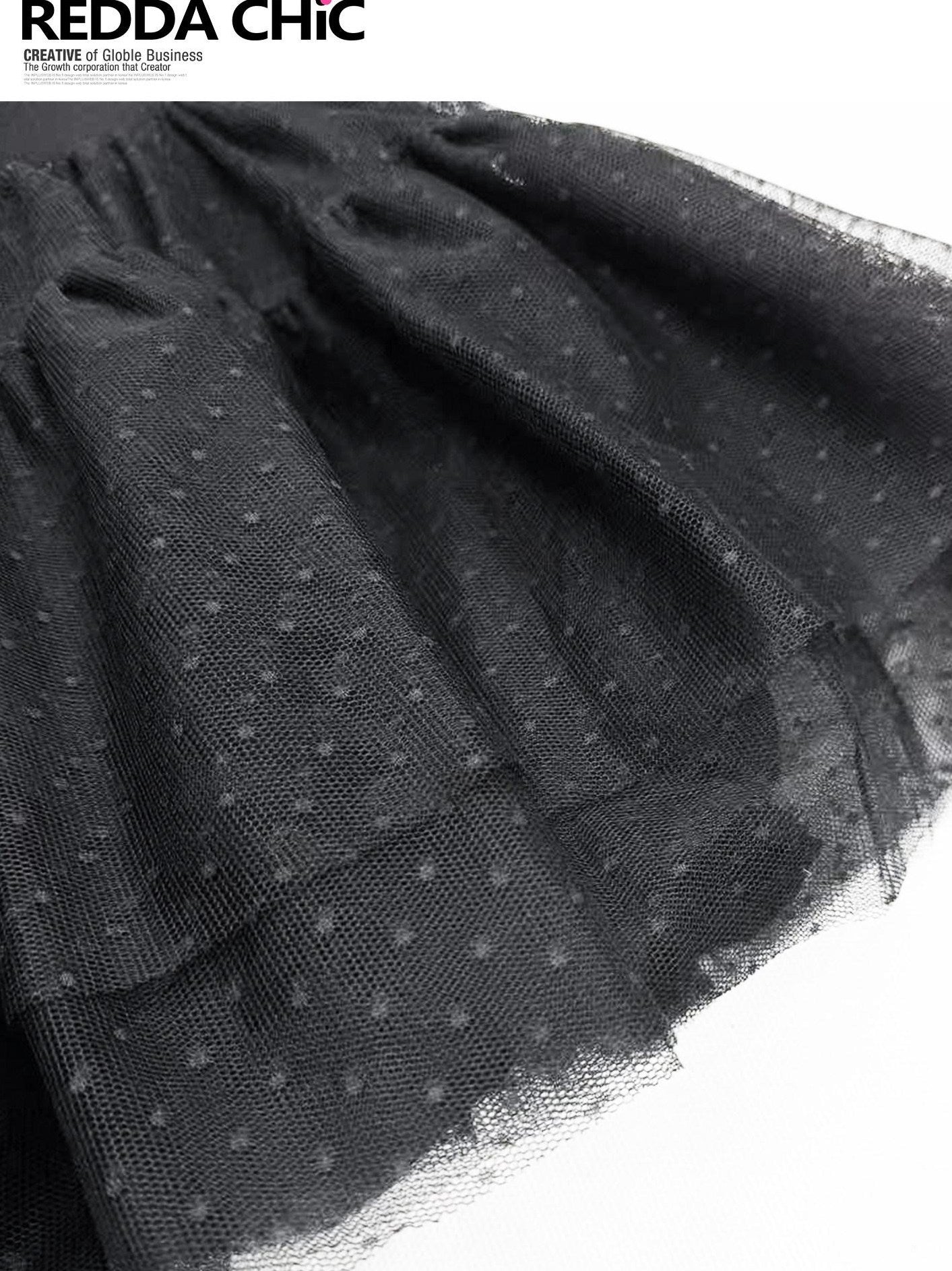 ReddaChic Lace Mesh Puff High Waist Black Women S M L Xl Tube Tops / Bandeaus