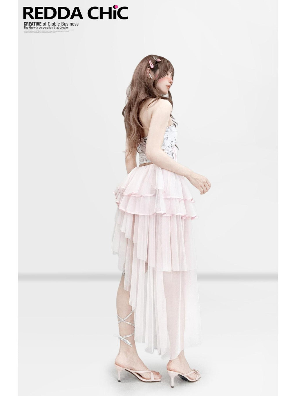 ReddaChic Lace Tie Slim Fit Short Cropped Curve Vest Women Pink Printed Casual Jackets