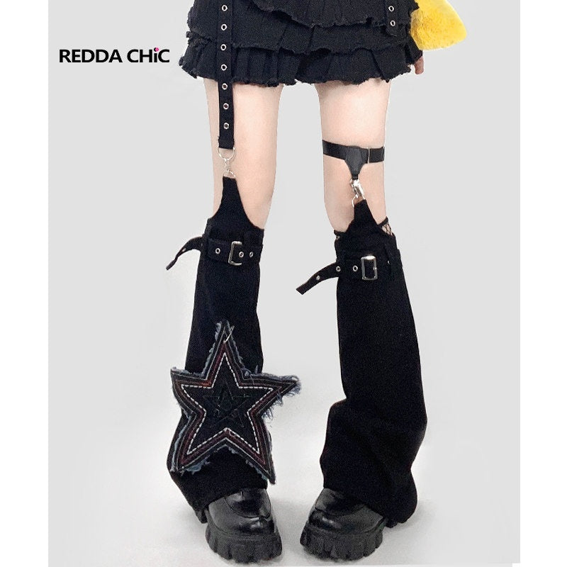 ReddaChic_Leg_Sculpting_Slouch_Mid_Calf_Geometric_Black_Unisex_Socks_Clothing_Accessories_MISSTT