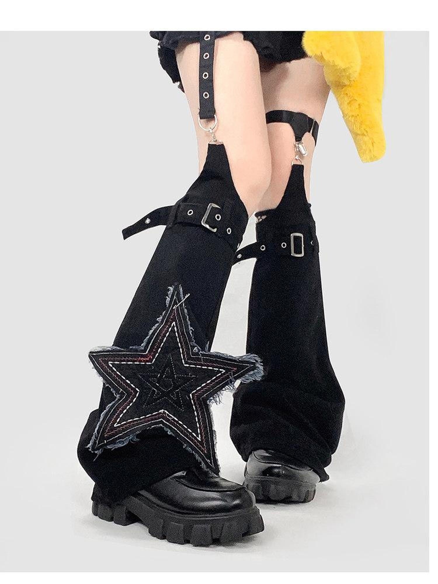 ReddaChic Leg Sculpting Slouch Mid Calf Geometric Black Unisex Socks Clothing Accessories