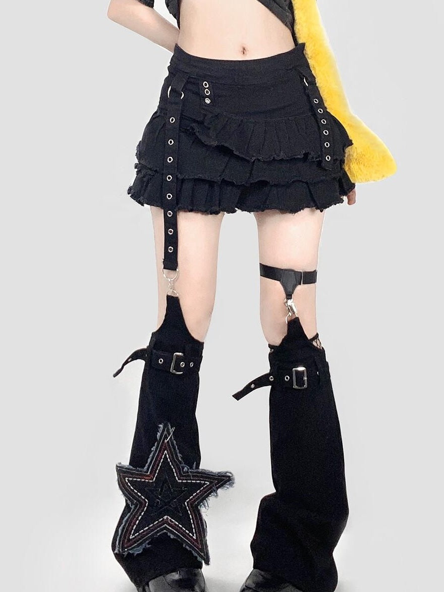 ReddaChic Leg Sculpting Slouch Mid Calf Geometric Black Unisex Socks Clothing Accessories